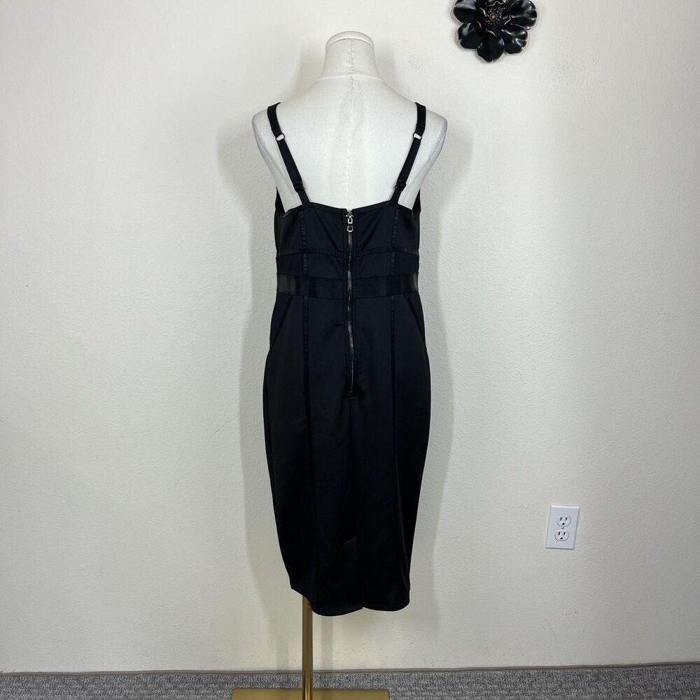 Torrid Dress Womens 00 10/12 Black Satin Bodycon V Neck LBD Party Cocktail - Picture 2 of 9